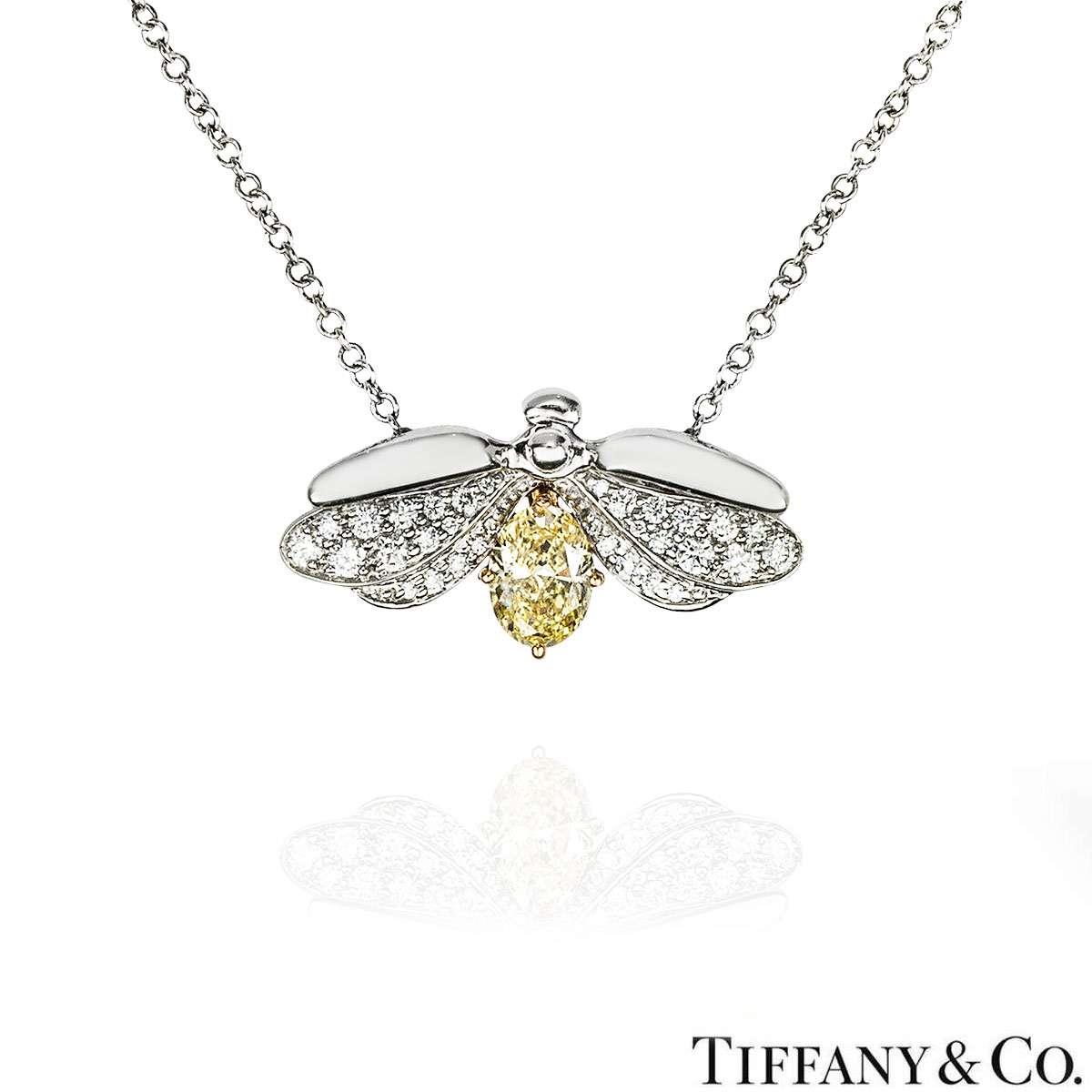 Tiffany & Co. Platinum Fancy Intense Yellow Diamond Paper Flowers Firefly Pendant 0.44ct Tiffany & Co. Platinum Fancy Intense Yellow Diamond Paper Flowers Firefly Pendant 0.44ct